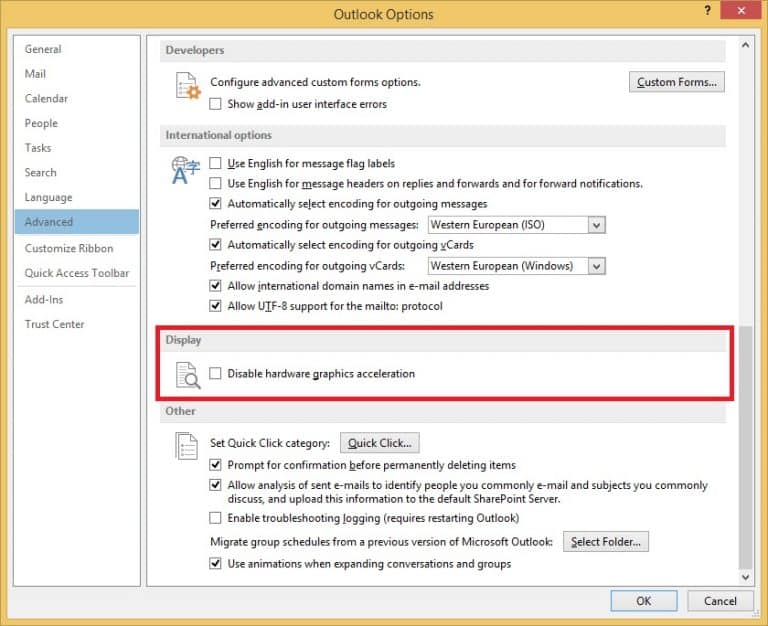 Outlook hangs loading profile tooanywhere